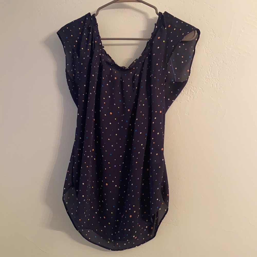 Lauren Conrad Navy Blouse with dots